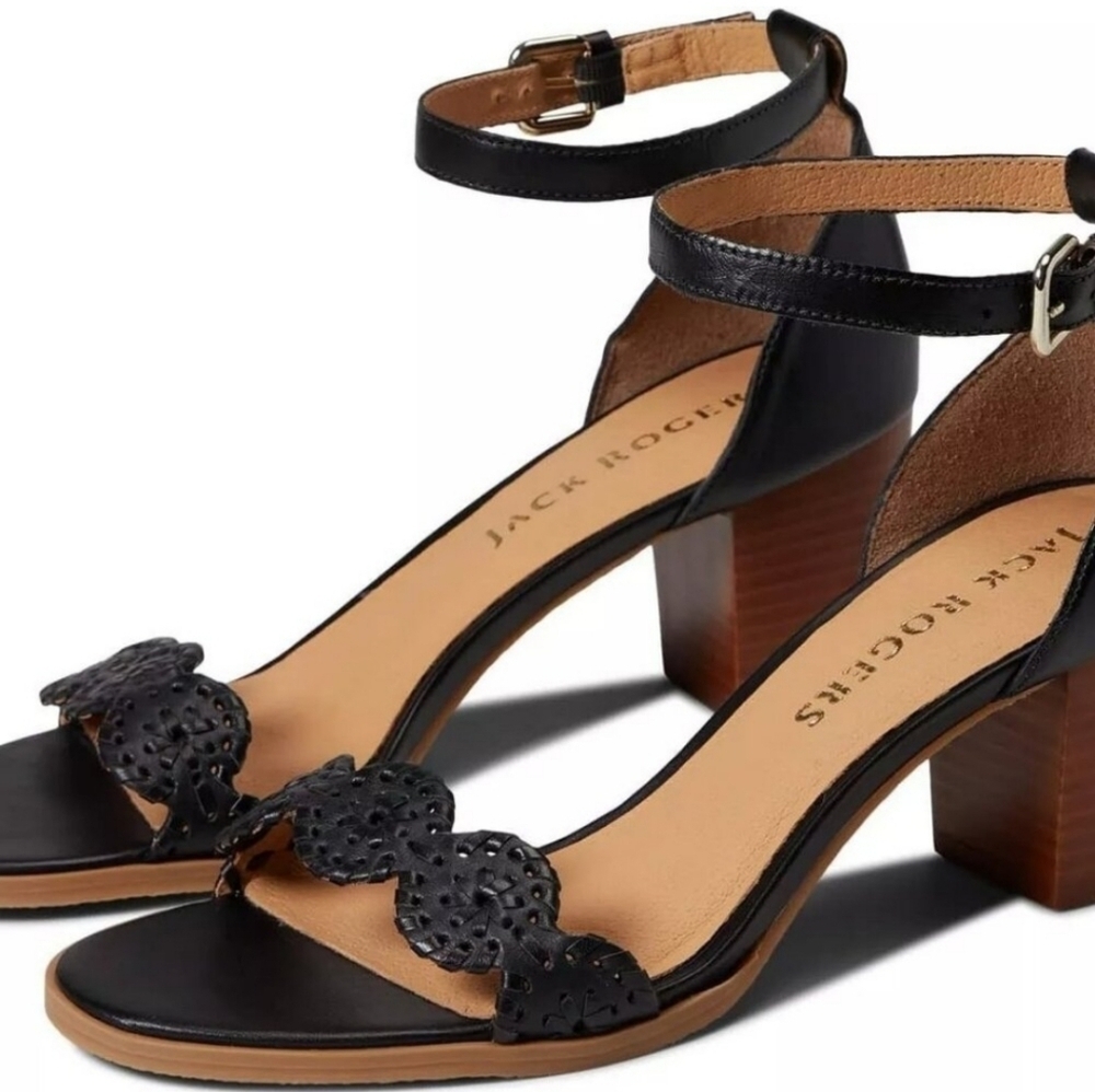 Jack Rogers Black and Tan Heeled Sandals